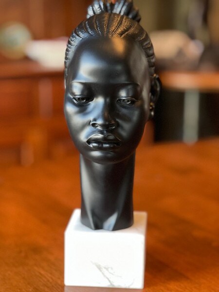 African Princess Sculptural Portrait Bust museum marble Egregia Alabaster